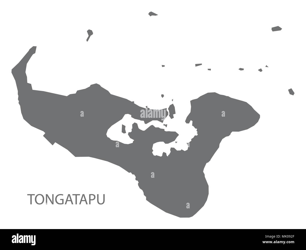 Tongatapu Karte von Tonga Grau Abbildung: Form Stock Vektor