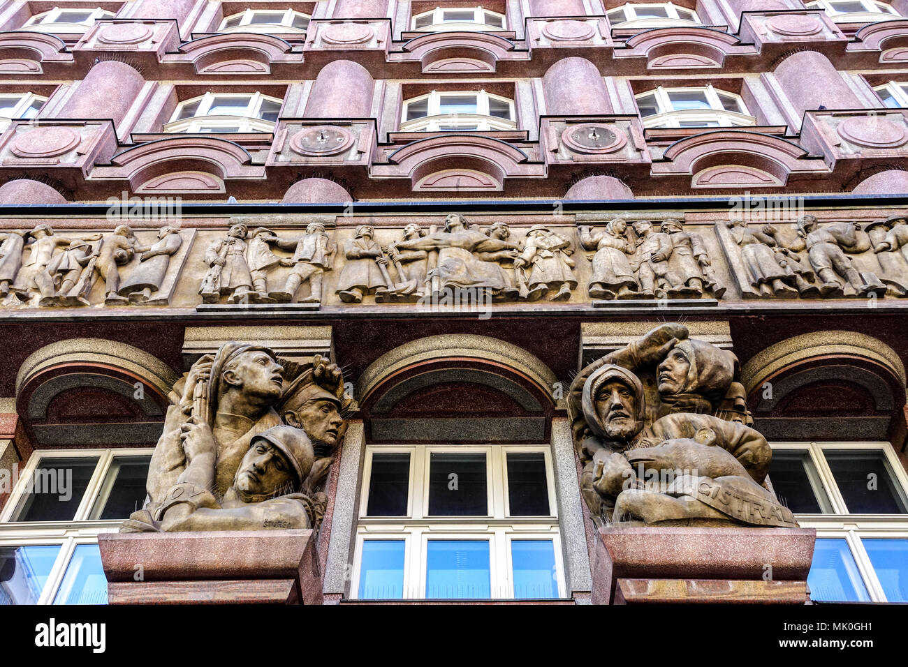 In Legiobanka rondocubist Stil, Na Porici, kubistische Architektur in Prag, Tschechische Republik Stockfoto