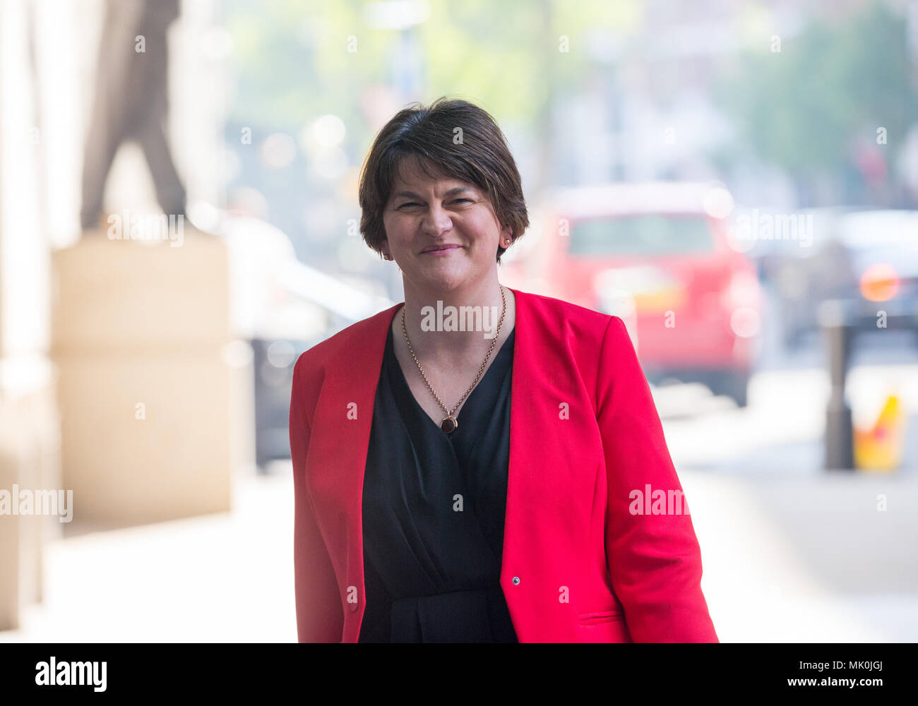 Arlene Foster, Leiter der Democratic Unionist Party, kommt für die Andrew Marr Show bei der BBC Stockfoto