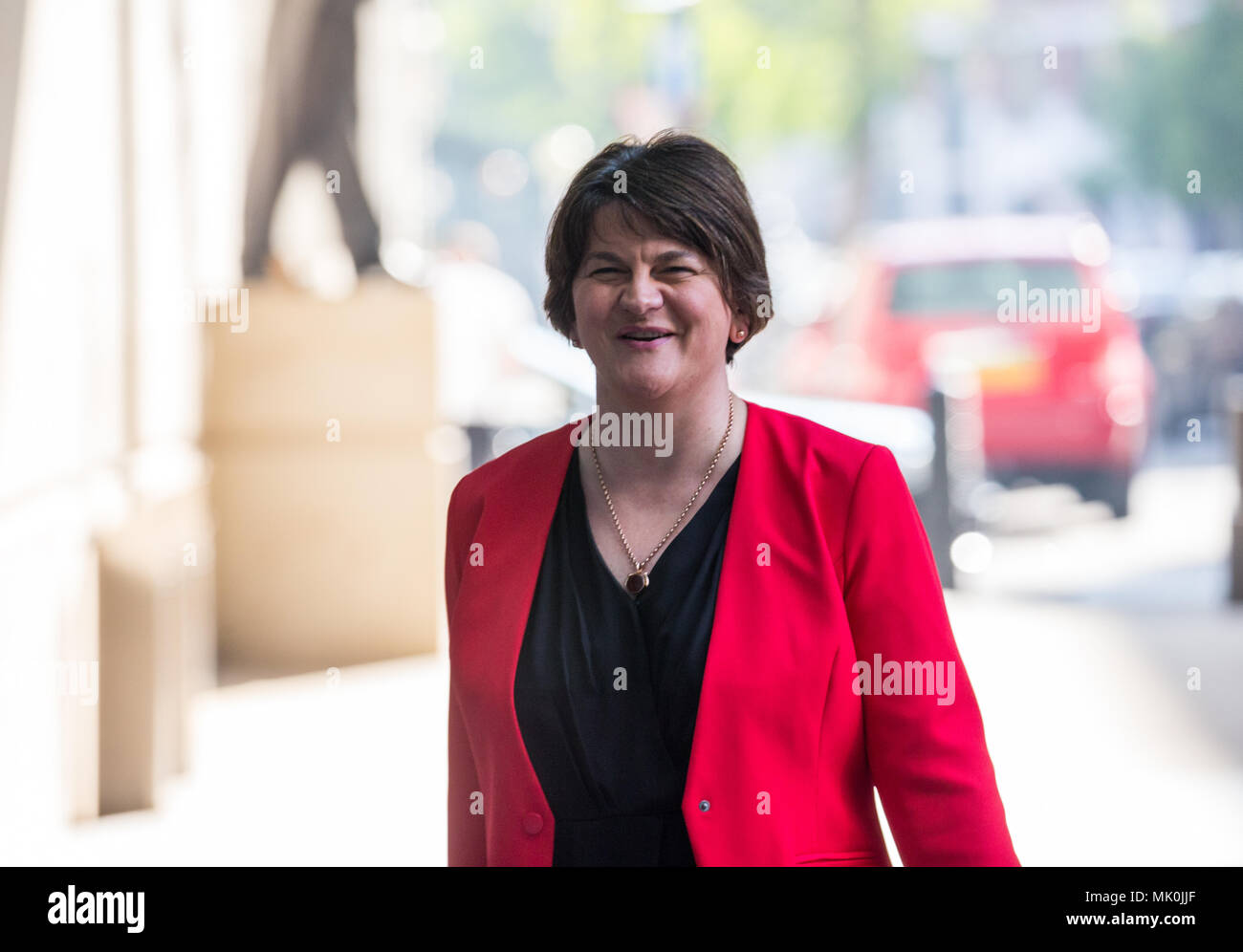 Arlene Foster, Leiter der Democratic Unionist Party, kommt für die Andrew Marr Show bei der BBC Stockfoto