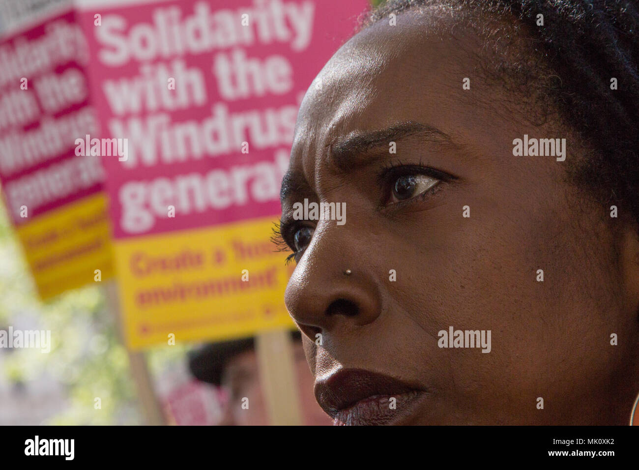 London UK 5 Mai 2018 Protest außerhalb des Home Office in Solidarität vor allem mit den Windrush Generation. Stockfoto