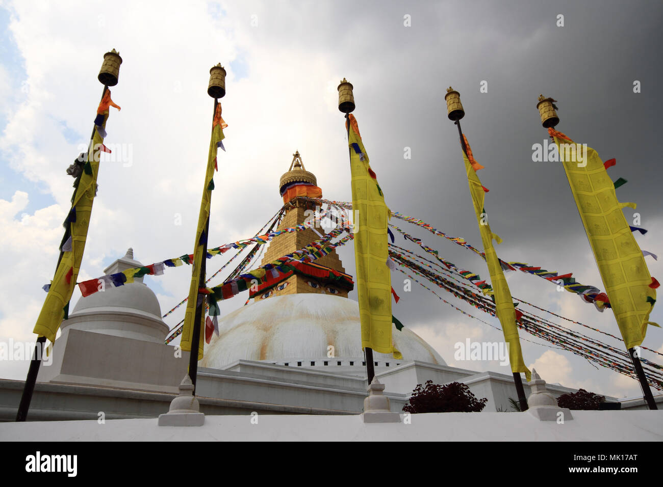 Kathmandu, Nepal. 04. Mai 2018. Boudhnath, dem alten und einer der heiligen buddhistischen Stätten in Kathmandu, Nepal Stockfoto