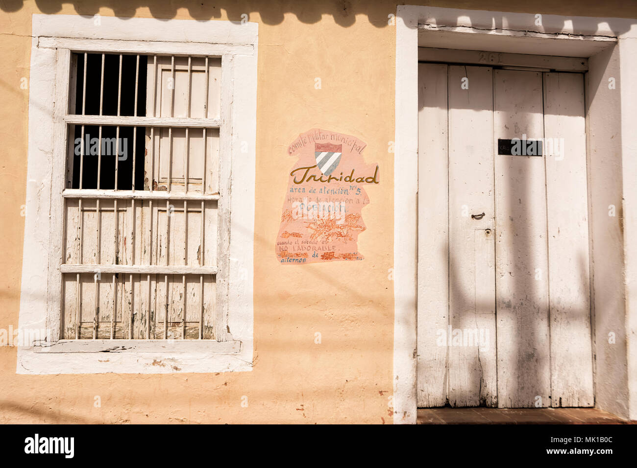 Trinidad, Kuba - Dezember 8, 2017: Geschlossen Büro der städtischen Polizei in Trinidad Stockfoto