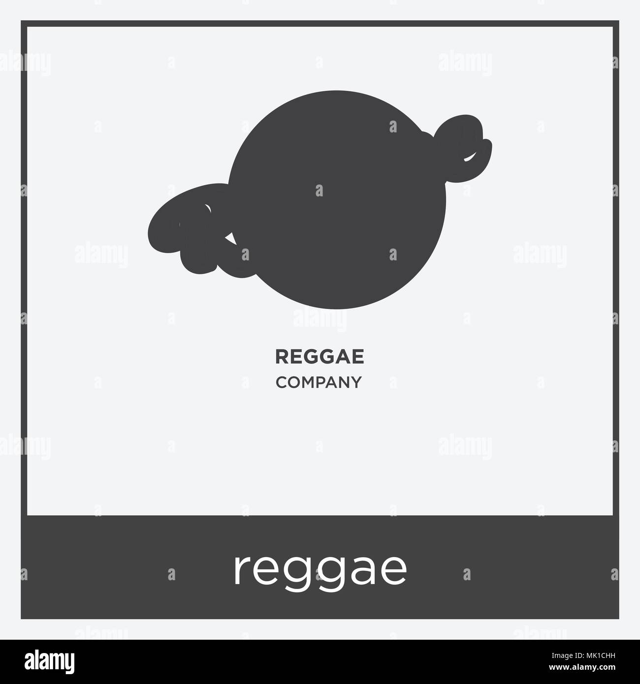 Reggae Symbol auf weißem Hintergrund mit grauen Rahmen, Zeichen und Symbol isoliert Stock Vektor