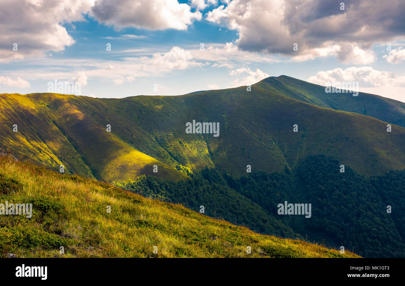 Stij peak unter der Trübe sommer himmel. schöne Landschaft der Karpaten. großes Ziel zu reisen. Stockfoto