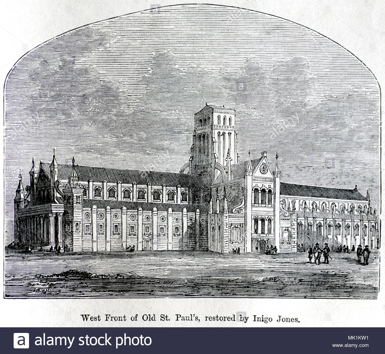 West vor der ursprünglichen alten St. Pauls Kathedrale, Ludgate Hill, London, antiken Abbildung aus der Zeit um 1880 Stockfoto