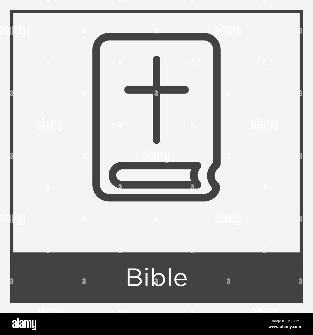 Bibel Symbol auf weißem Hintergrund mit grauen Rahmen, Zeichen und Symbol isoliert Stock Vektor