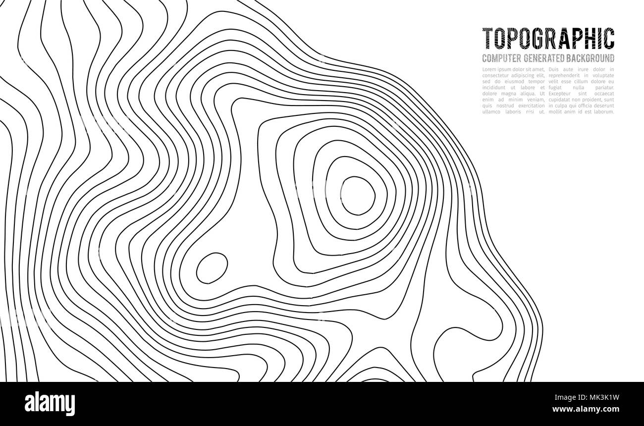 Topografische Karte Kontur Hintergrund. Topo Karte mit Höhenangaben. Konturkarte Vektor. Geographische Welt Topographie Map Grid abstract Vector Illustration. Berg Wanderweg line Map Design. Stock Vektor
