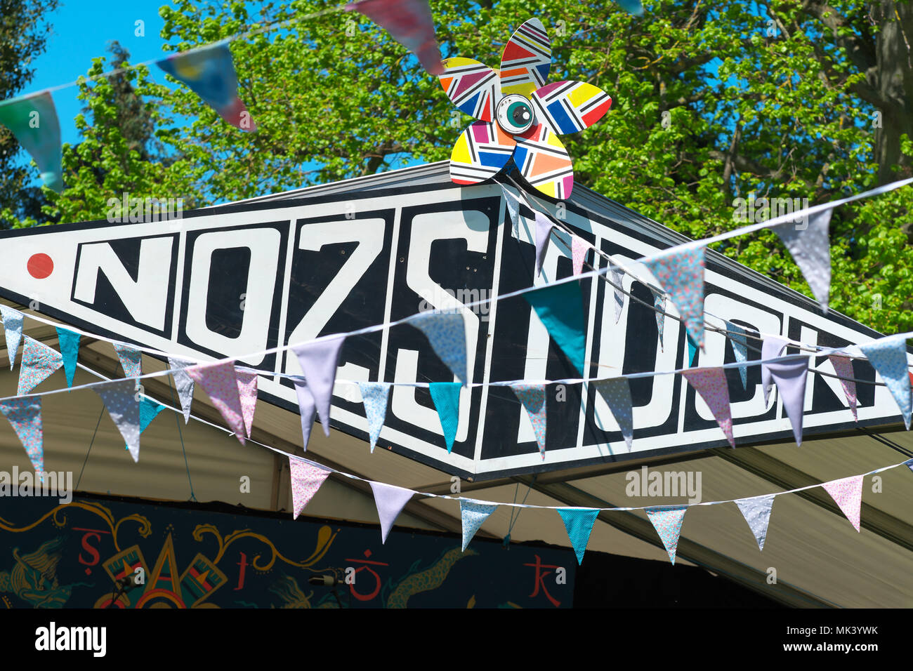 Nozstock Music festival-Schild in der Nähe Bromyard Herefordshire UK Stockfoto