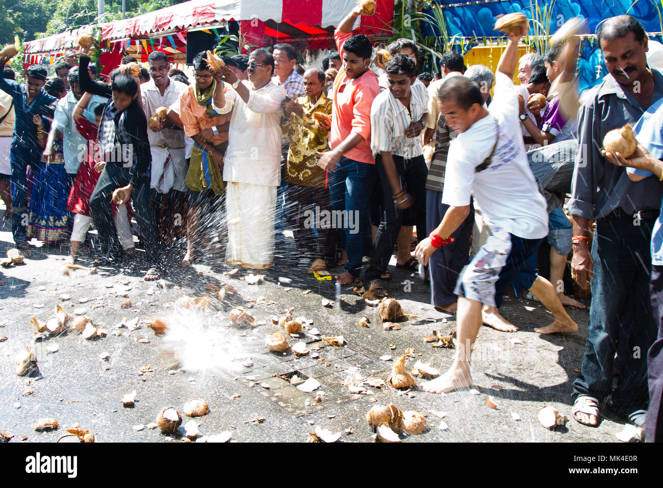 Hinduistische fest--- feierte der tamilischen Gemeinschaft auf den Vollmond im Jan/Feb - - bekannt als Thaipusam oder Thaipooyam. Stockfoto