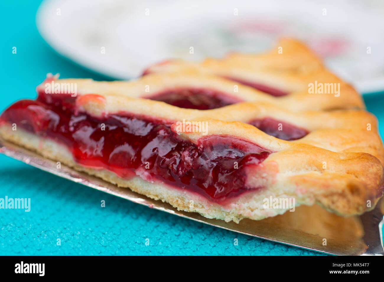 Pie, Erdbeertorte, Stück, Scheibe der Torte mit Gelee Füllen, traditionelle Amerikanische Stockfoto