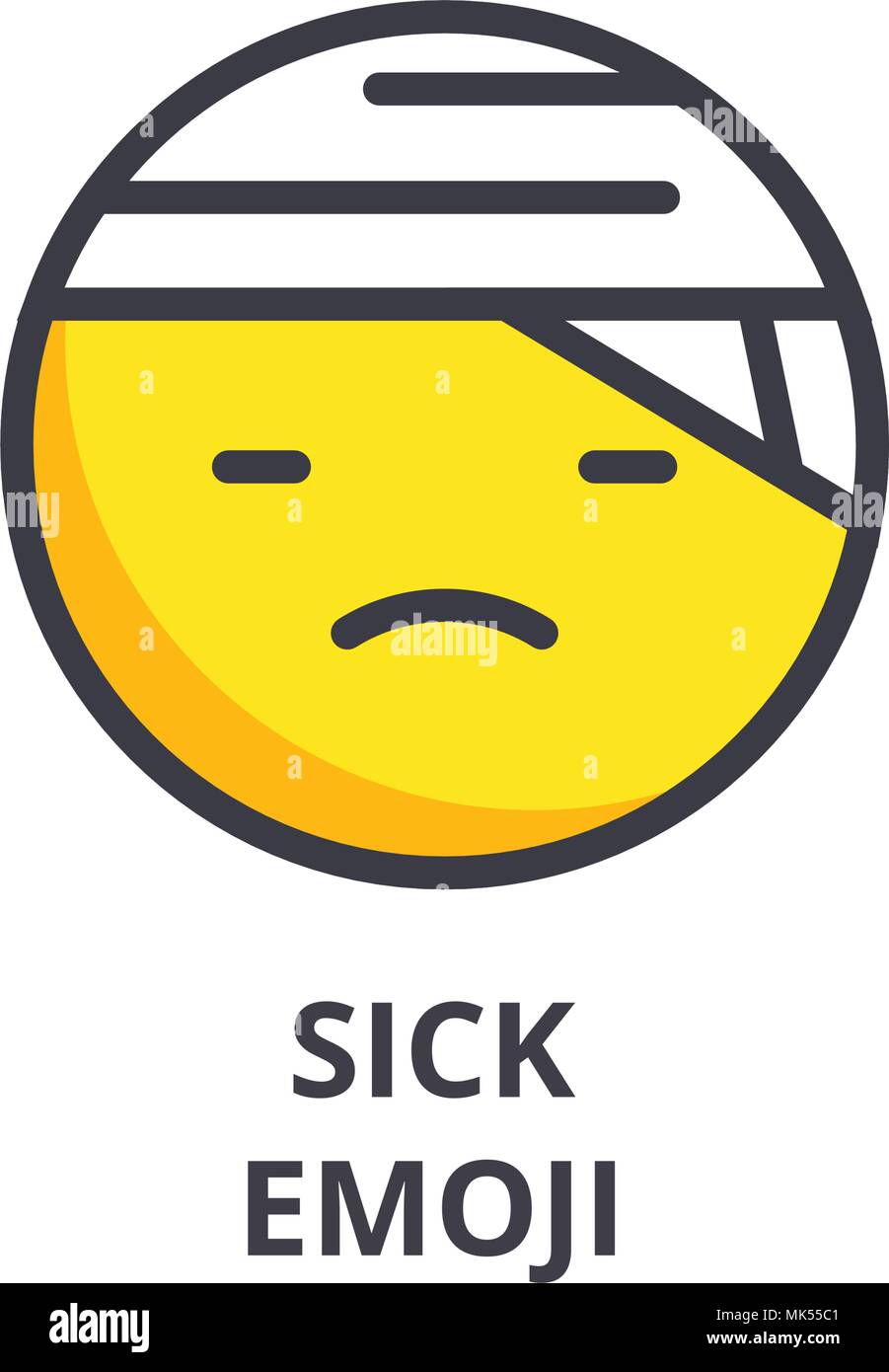 Sick emoji Vektor Symbol Leitung, Zeichen, Abbildung auf Hintergrund, editierbare Anschläge Stock Vektor