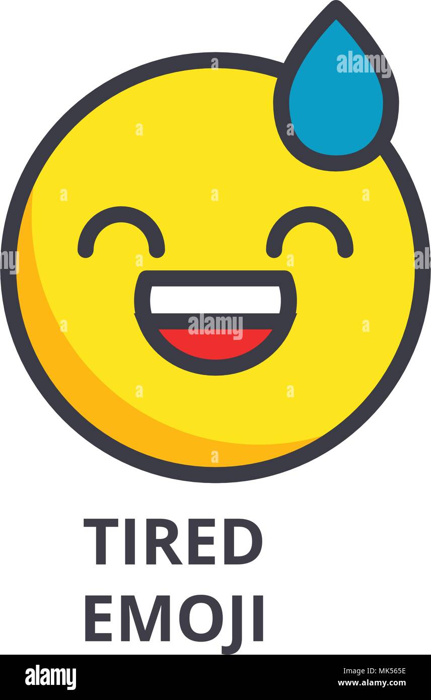Müde emoji Vektor Symbol Leitung, Zeichen, Abbildung auf Hintergrund, editierbare Anschläge Stock Vektor