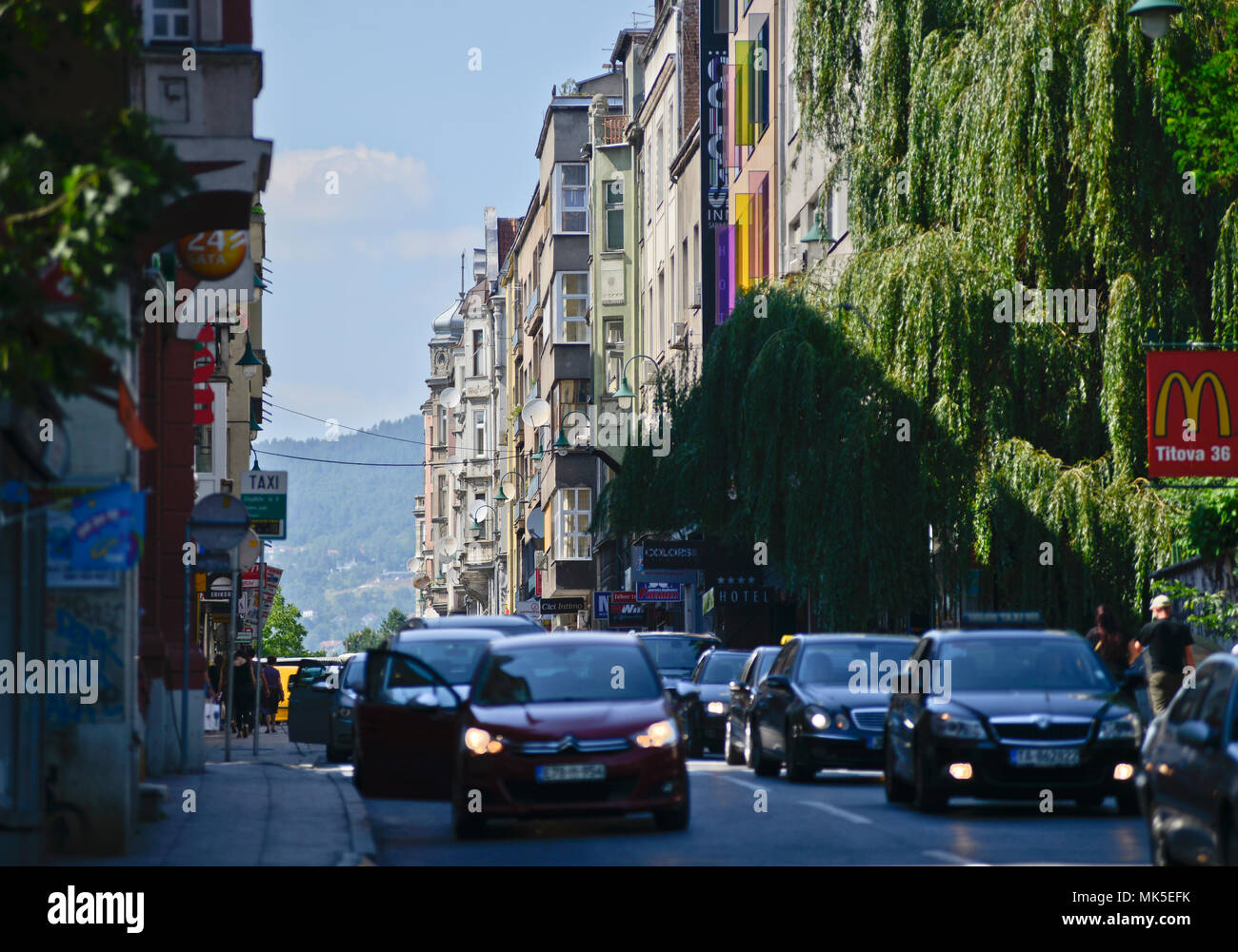 Verkehr in Sarajevo, Bosnien Stockfoto