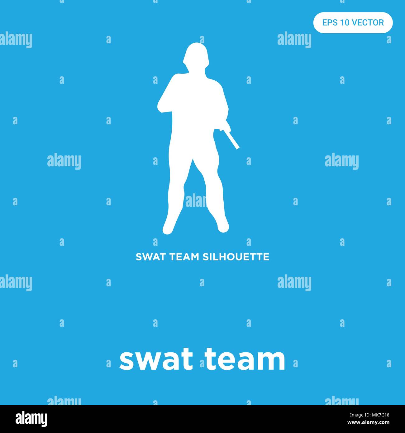 Swat team Vektor Symbol auf blauem Hintergrund, Zeichen und Symbol isoliert Stock Vektor
