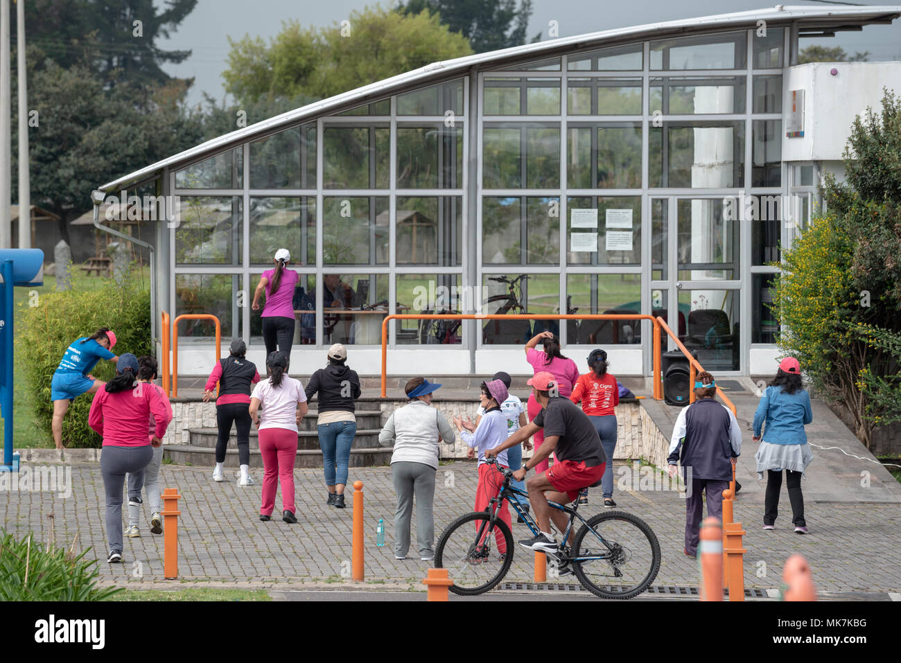 Übung Klasse in Itchimbia Park, Quito, Ecuador. Stockfoto