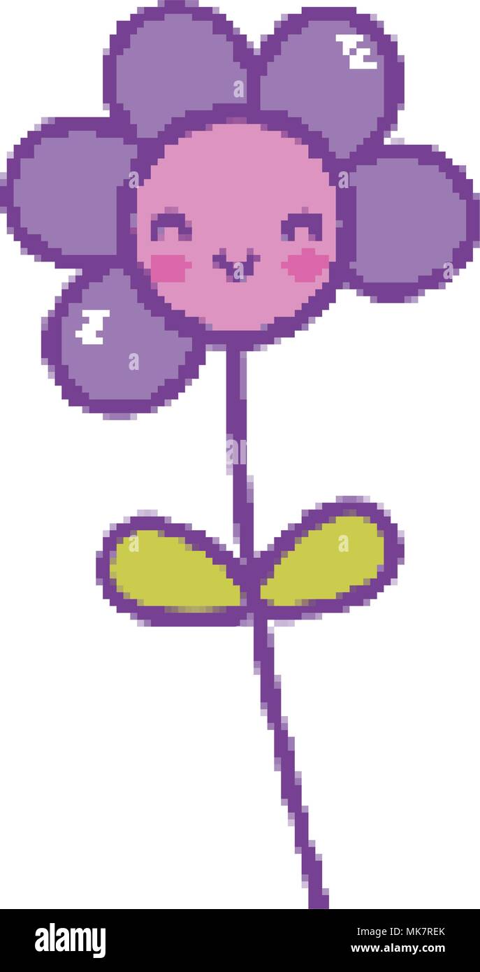 Pixel kawaii Blume Pflanze Spiel Stock Vektor