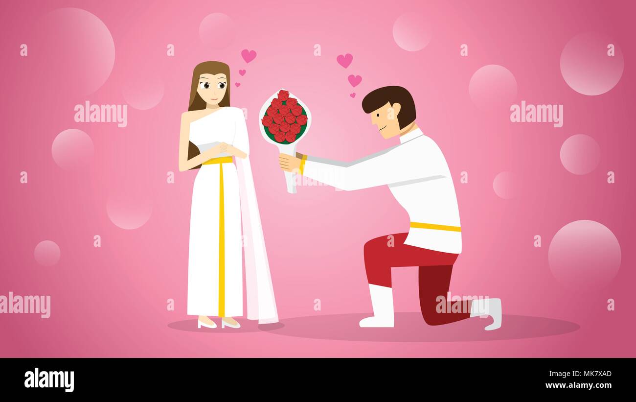 Braut und Bräutigam in der traditionellen Thai Kostüme, Vektor Stock Vektor