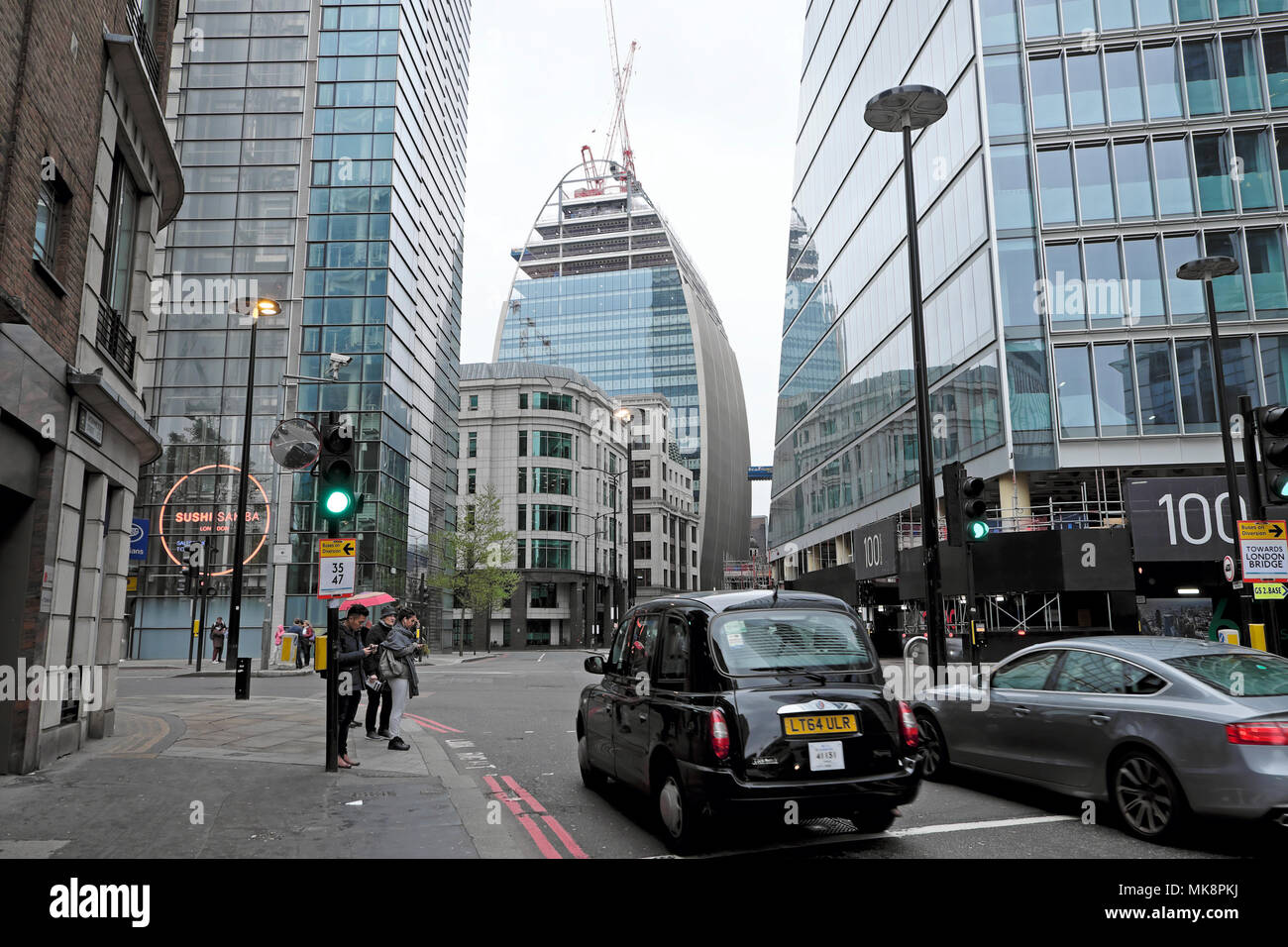Der "Schinken" kann der Wolkenkratzer von Foggo Associates im Bau, ausgelegt für 60 - 70 St Mary Axe im Jahr 2018 in der City von London UK KATHY DEWITT Stockfoto