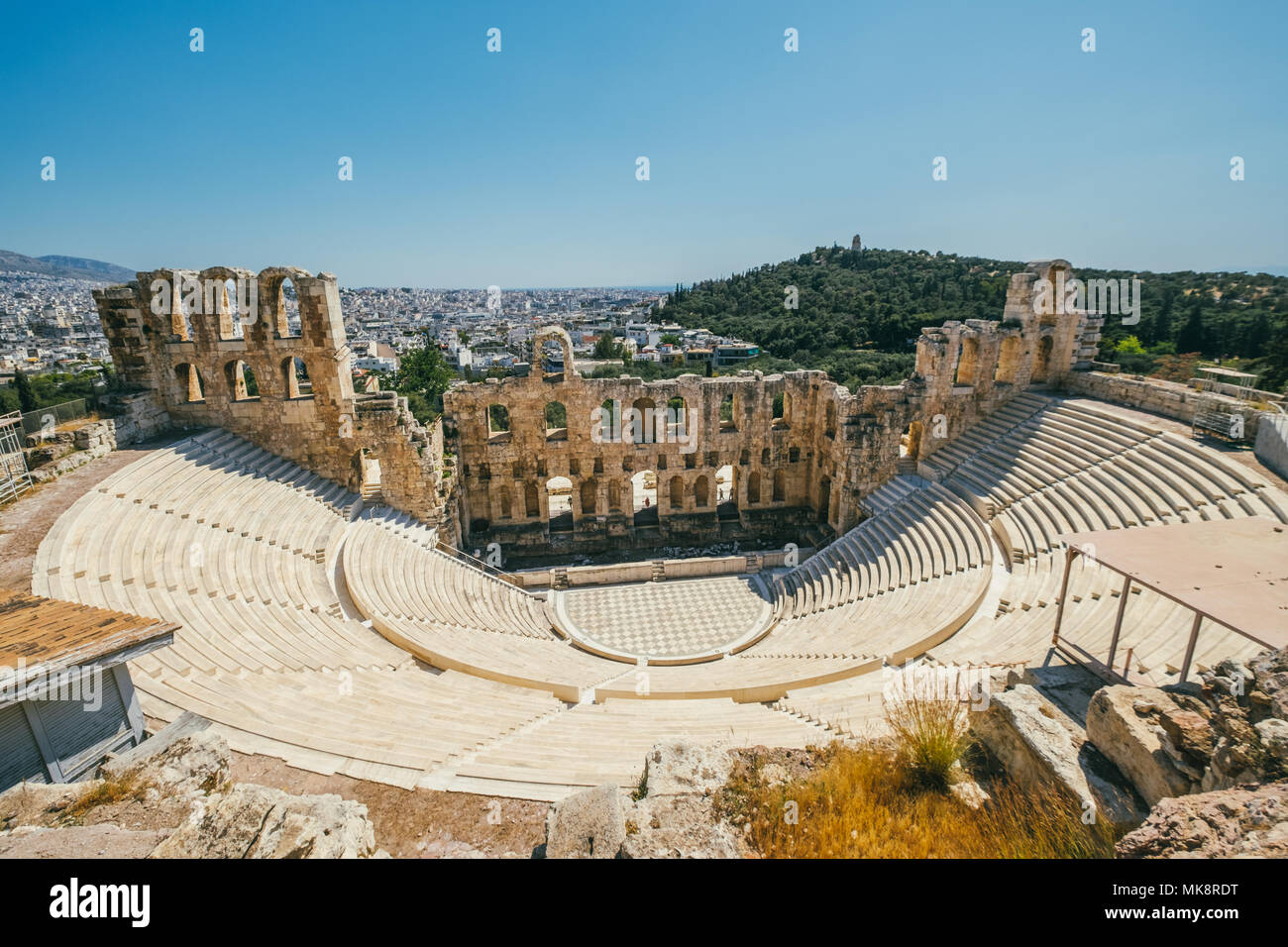 Odeon des Herodes Atticus. Ein stein Theater Struktur an der südwestlichen Hang der Akropolis von Athen, Griechenland. Stockfoto
