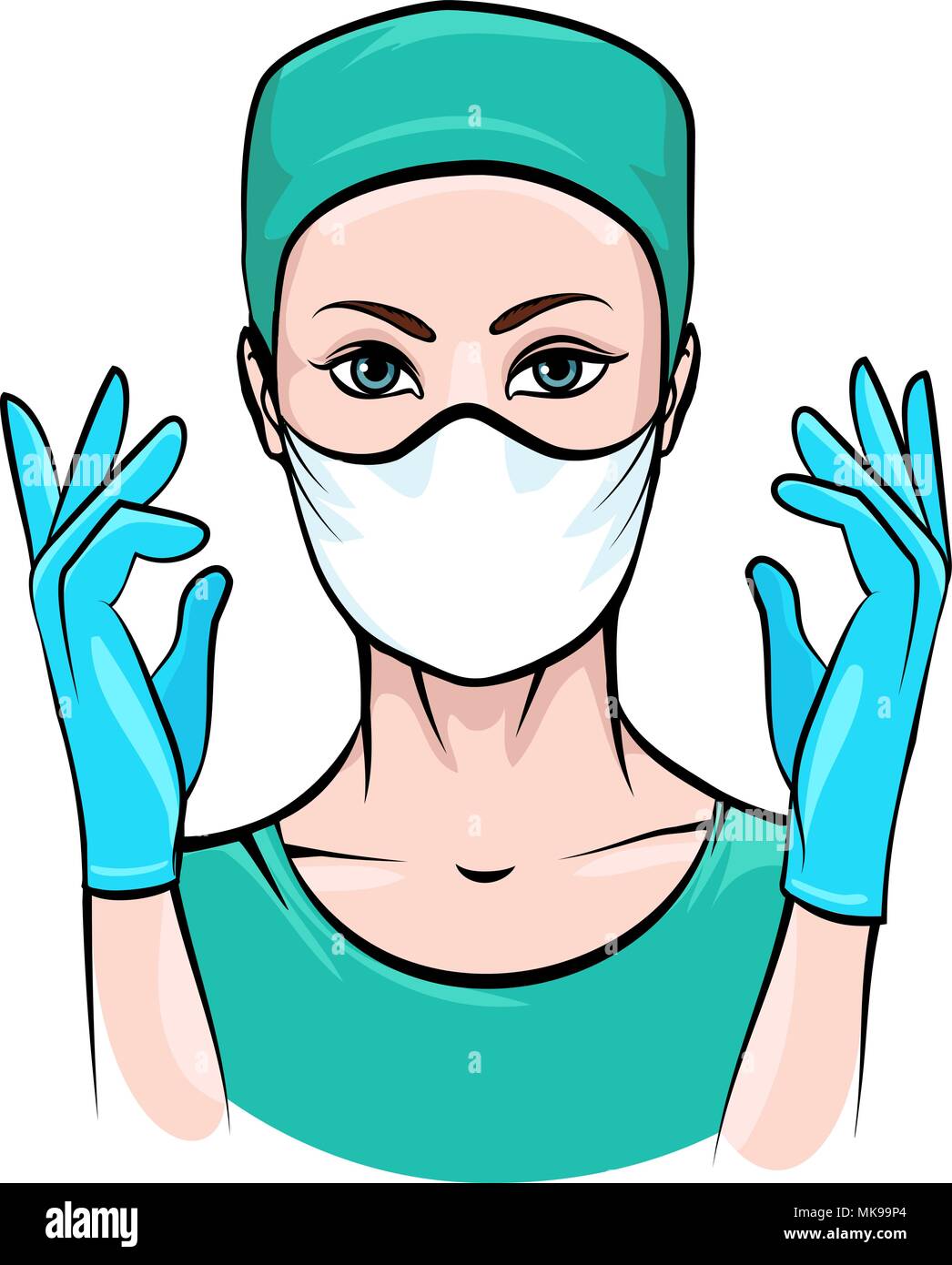 Weibliche Chirurgen in Uniform betriebsbereit. Vector Illustration. Stock Vektor