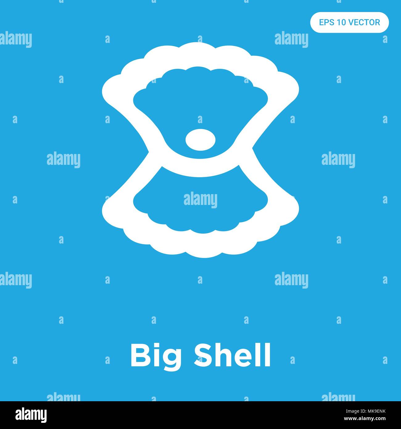 Big Shell vektor Symbol auf blauem Hintergrund, Zeichen und Symbol isoliert Stock Vektor