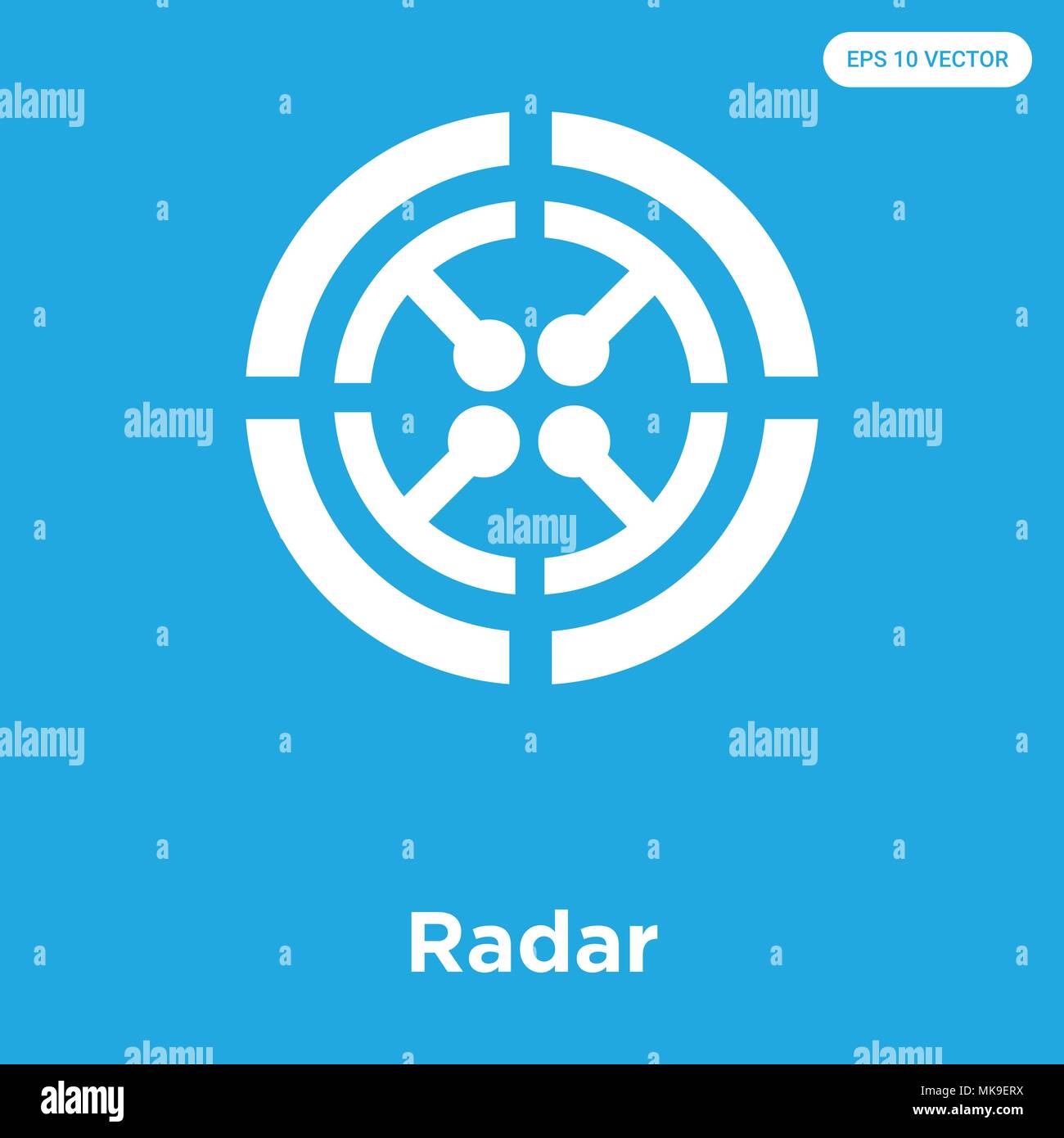 Radar vektor Symbol auf blauem Hintergrund, Zeichen und Symbol isoliert Stock Vektor