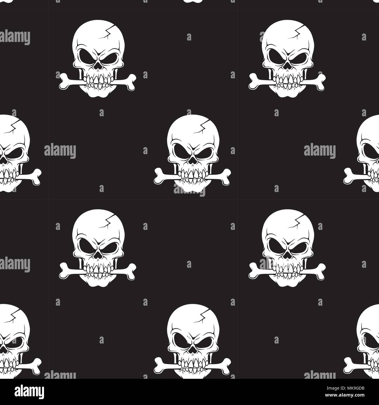 Vector Illustration nahtlose Muster mit Totenkopf Cartoon Stock Vektor