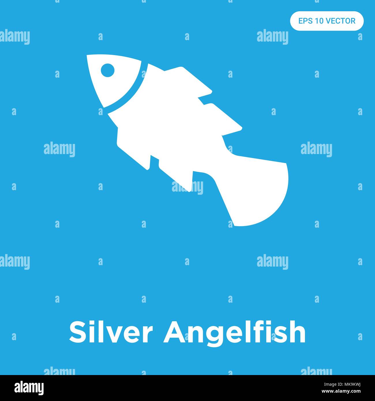 Silber Angelfish vektor Symbol auf blauem Hintergrund, Zeichen und Symbol isoliert Stock Vektor