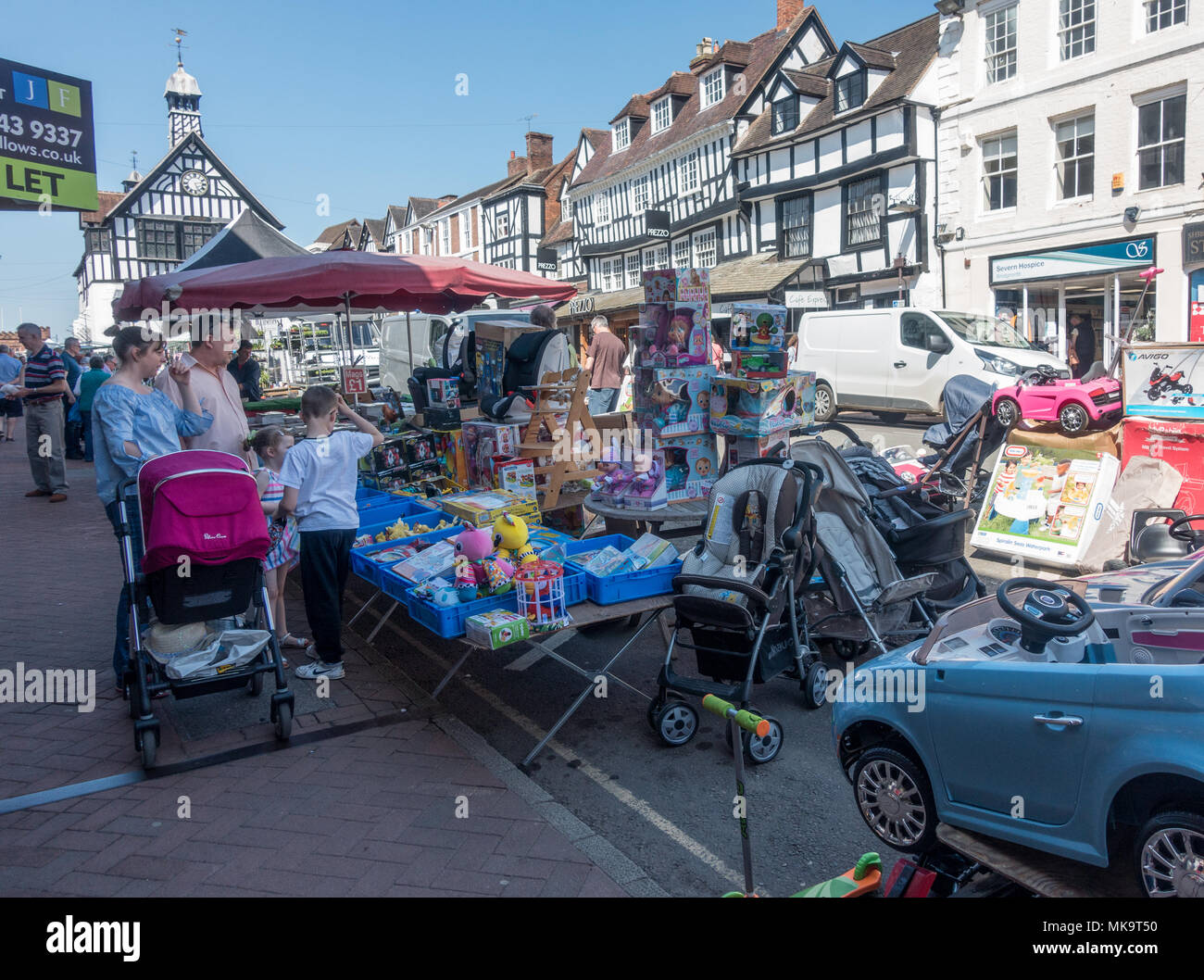 Markttag in Bridgnorth in Englisch Hauptstadt der Grafschaft Shropshire Stockfoto