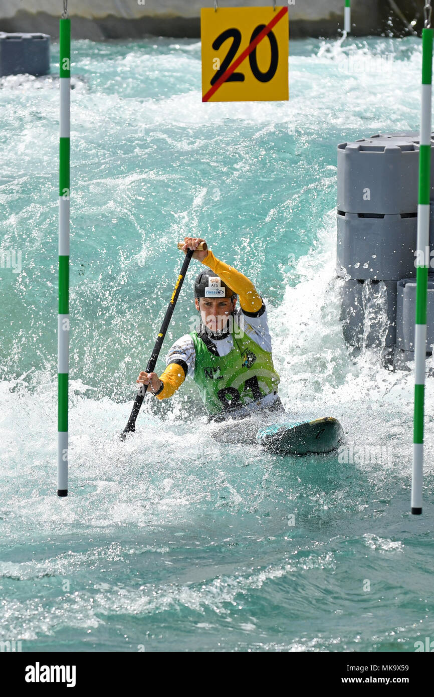 Aktion in einem der Kanuslalom Ozeanien in Auckland öffnen Stockfoto