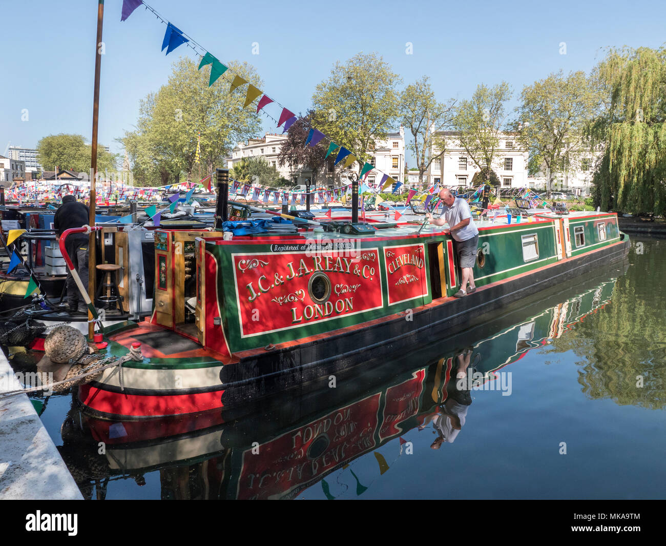 London, Großbritannien. 7. Mai 2018. Binnenwasserstraßen Verein 'Canal Kavalkade auf Klein Venedig London UK 07/05/2018 Credit: Martyn Goddard/Alamy leben Nachrichten Stockfoto