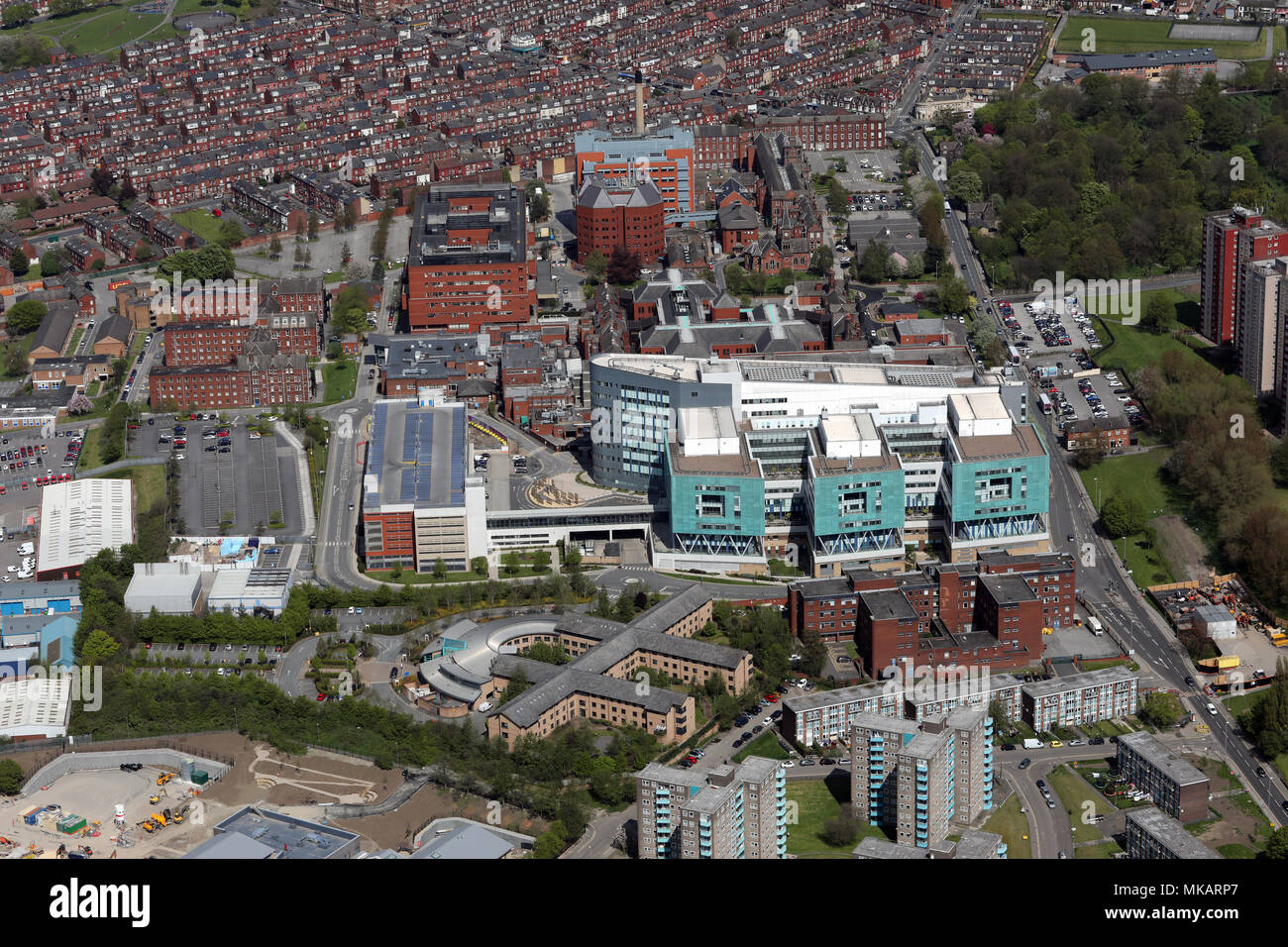 Luftaufnahme von St. James's Universitätskrankenhaus in Leeds Stockfoto