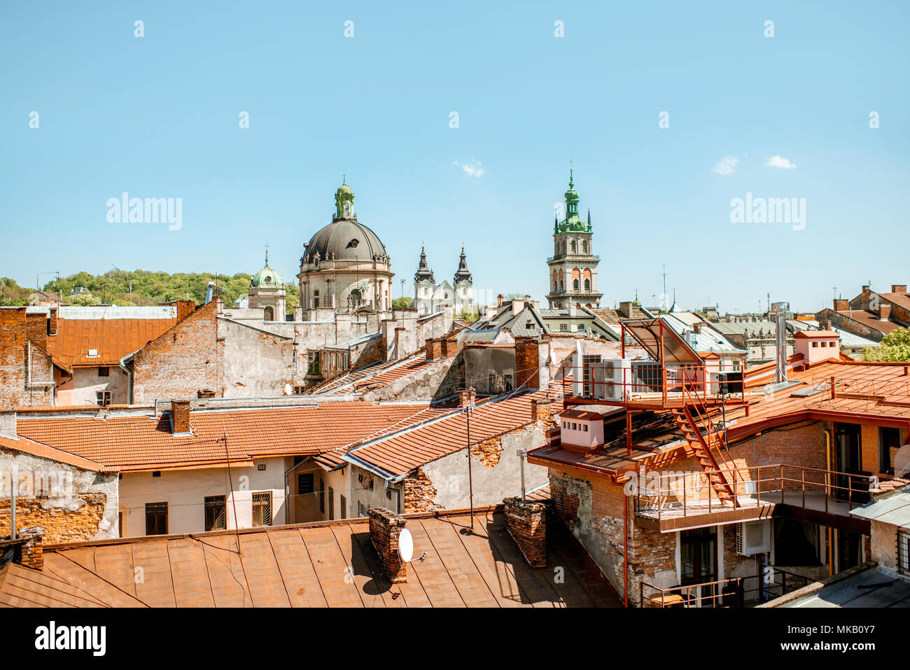 Stadtbild Blick auf die Altstadt von Lviv, Ukraine Stockfoto