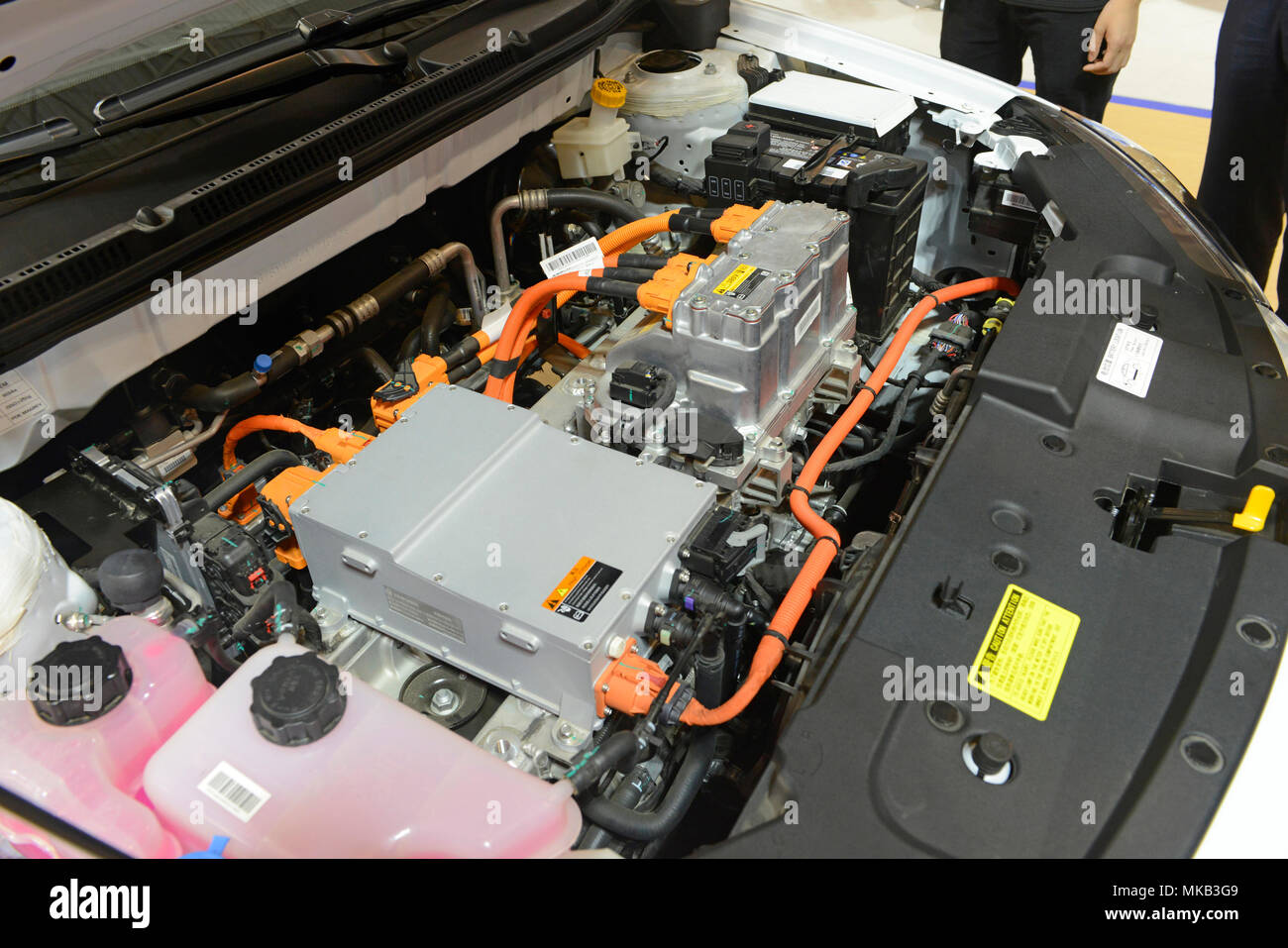 Motor eines EV 450 Geely neue Energie Serie elektrische Auto Motor auf der Auto China 2018 in Peking, China Stockfoto