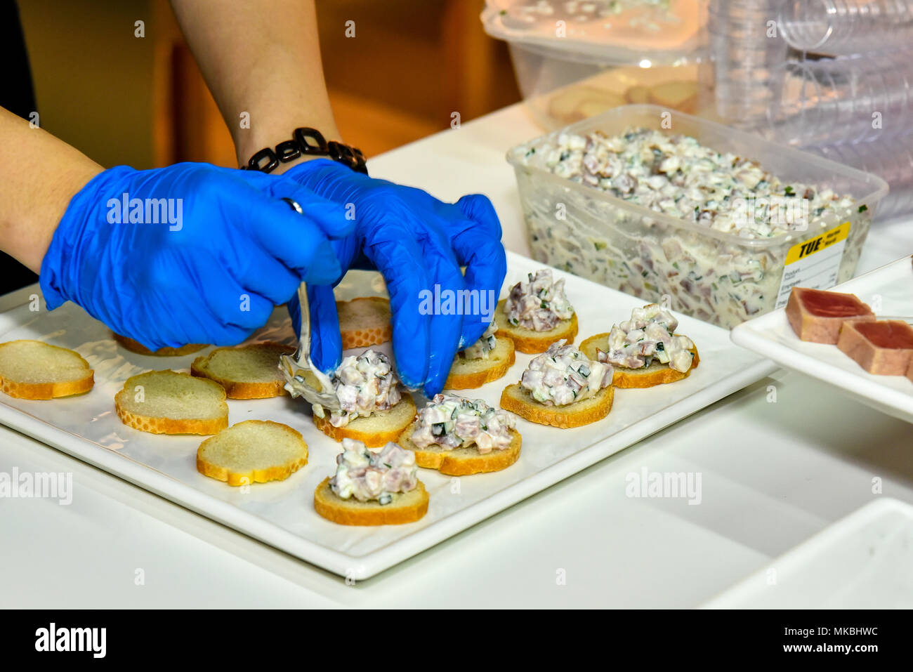 Vorbereitung leckere Snacks Stockfoto