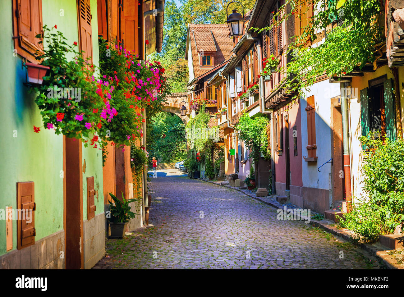 Alte Straßen von Elsaß, Colmar, Frankreich. Stockfoto