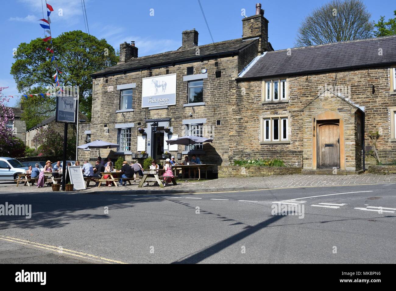 Die Pack Horse Hotel in Hayfield, Derbyshire. Stockfoto