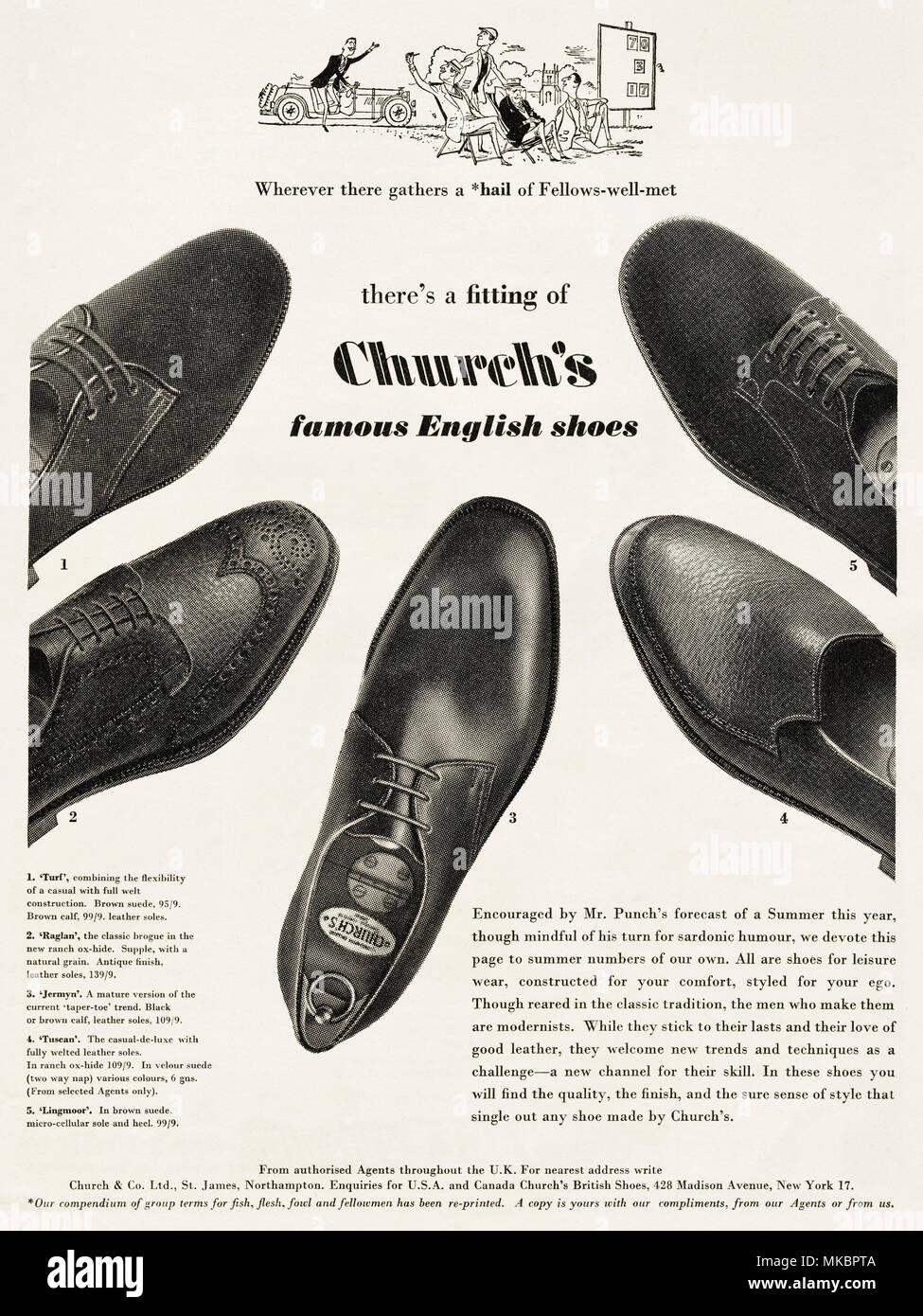 1950er Jahre Englisch Schuhe vintage original Werbung Werbung Kirche von St  James Northampton England Großbritannien im englischen Magazin ca. 1958  Stockfotografie - Alamy
