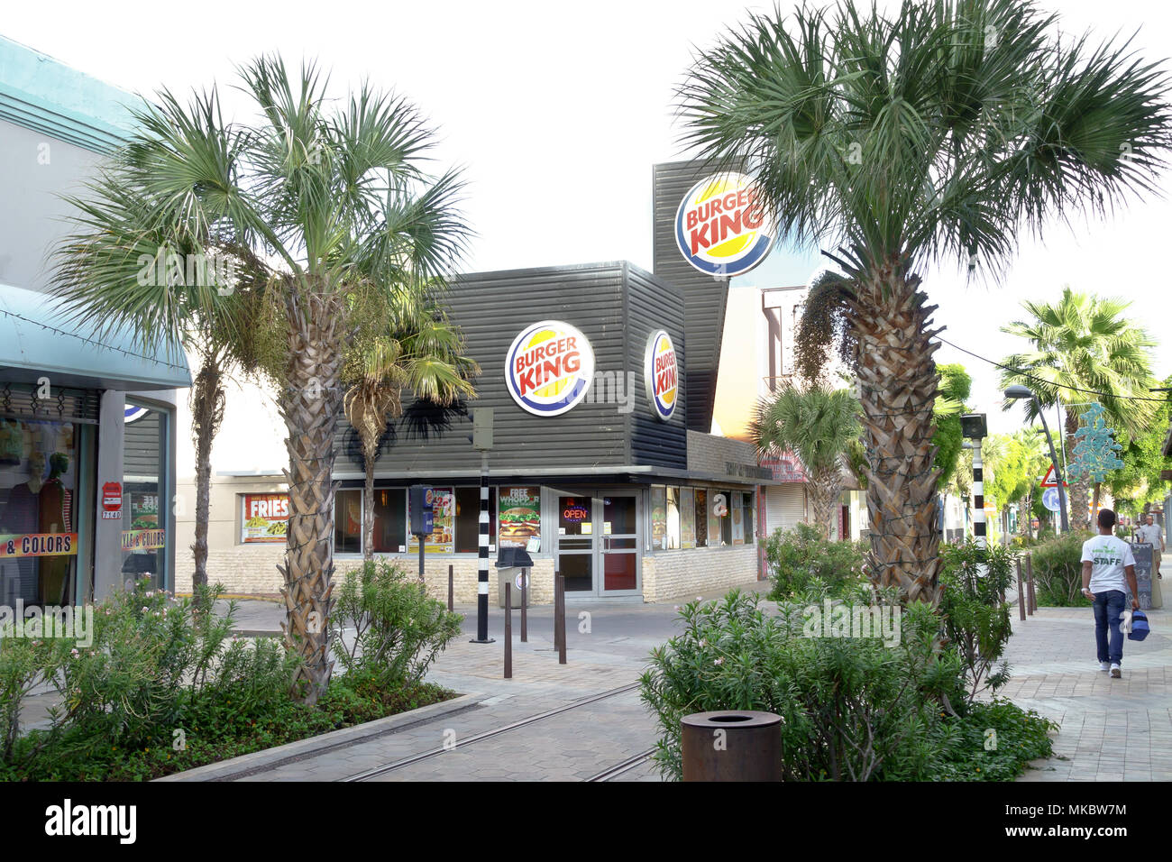 Burger King fast food Restaurant an der Hauptstraße in Oranjestad, Aruba, Karibik, Januar 2018 Stockfoto