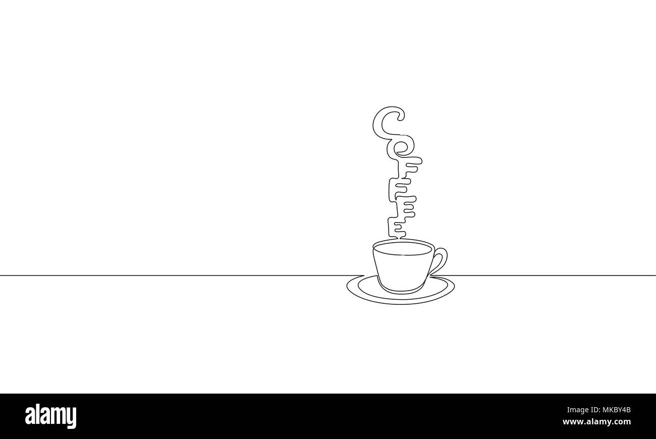 Einzelnen kontinuierlichen Line Art. Kaffee Tasse Tee Tasse morgens Cafe heißen Getränk silhouette Konzeption einer Skizze Maßbild Vector Illustration Stock Vektor