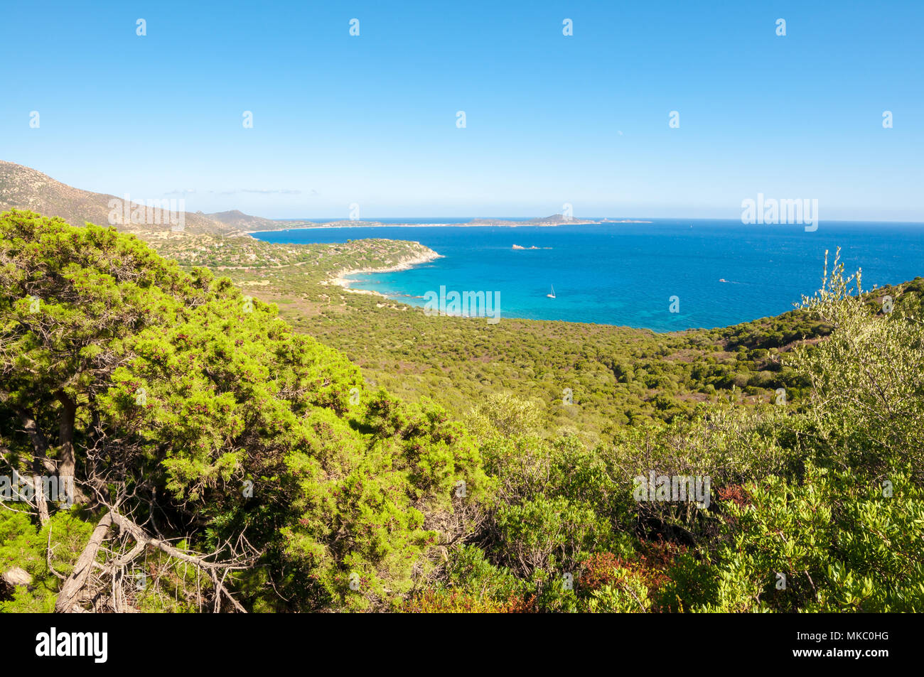 Landschaft der Küste von Sardinien - Südküste Villasimius Stockfoto