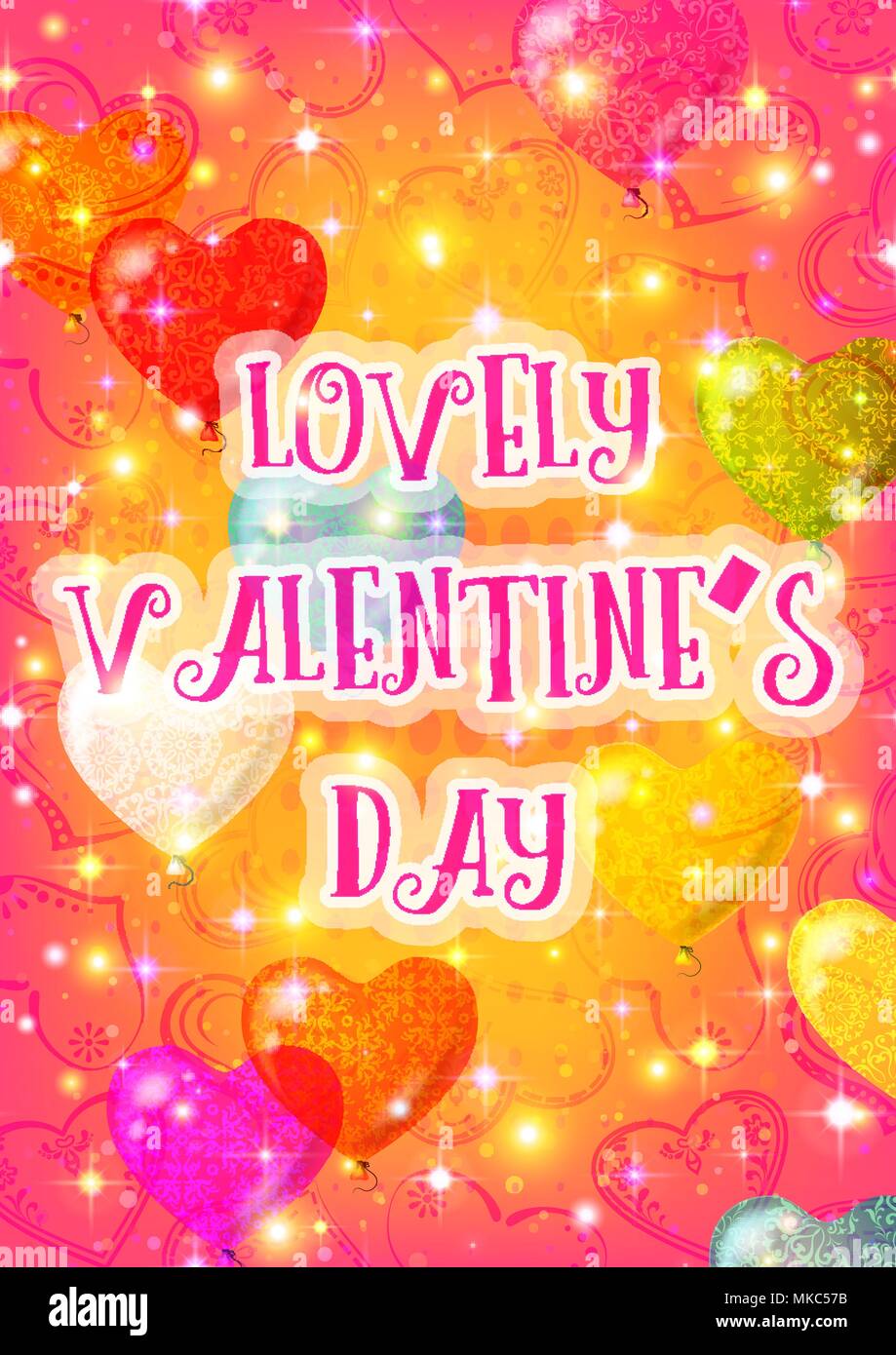 Valentine Hintergrund mit Herzen Luftballons Stock Vektor