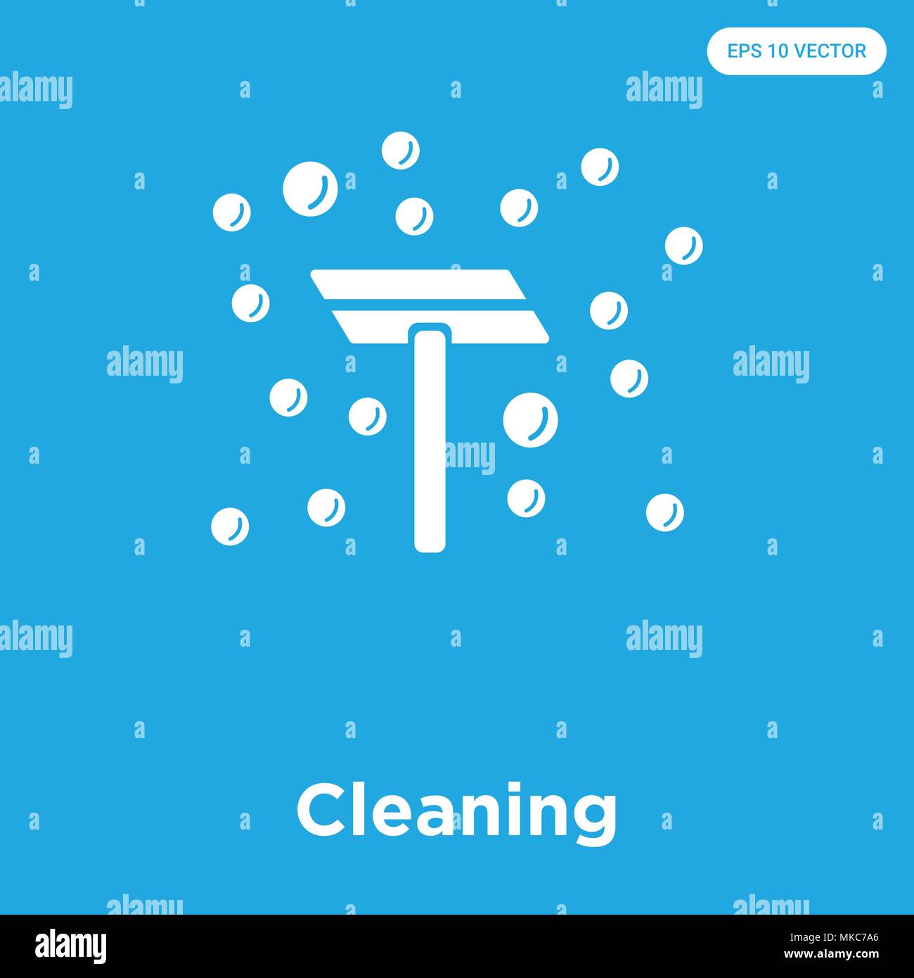 Reinigung vektor Symbol auf blauem Hintergrund, Zeichen und Symbol isoliert Stock Vektor