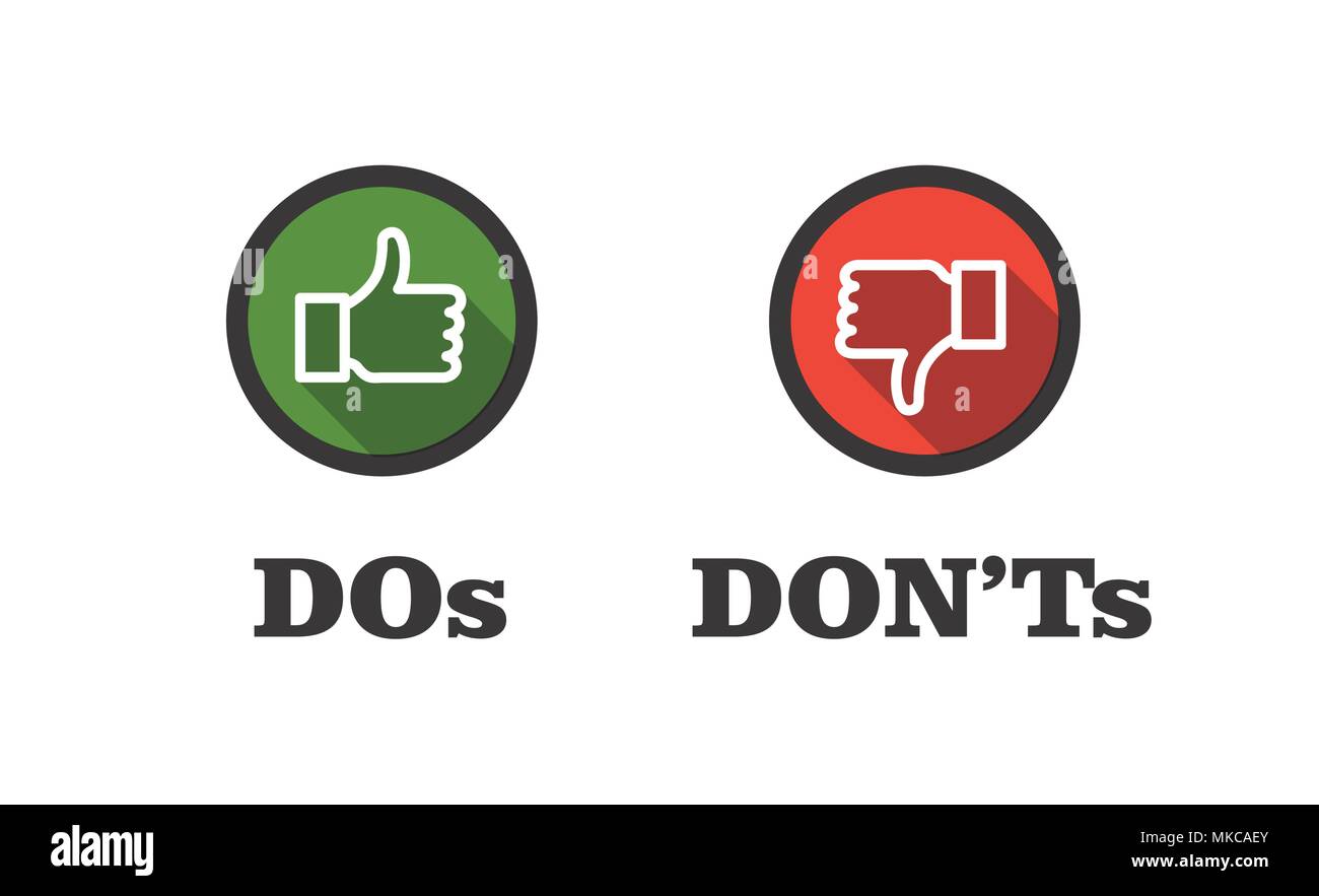 Tun und oder Wie & Anders als Symbole mit positiven und negativen Symbole Stock Vektor