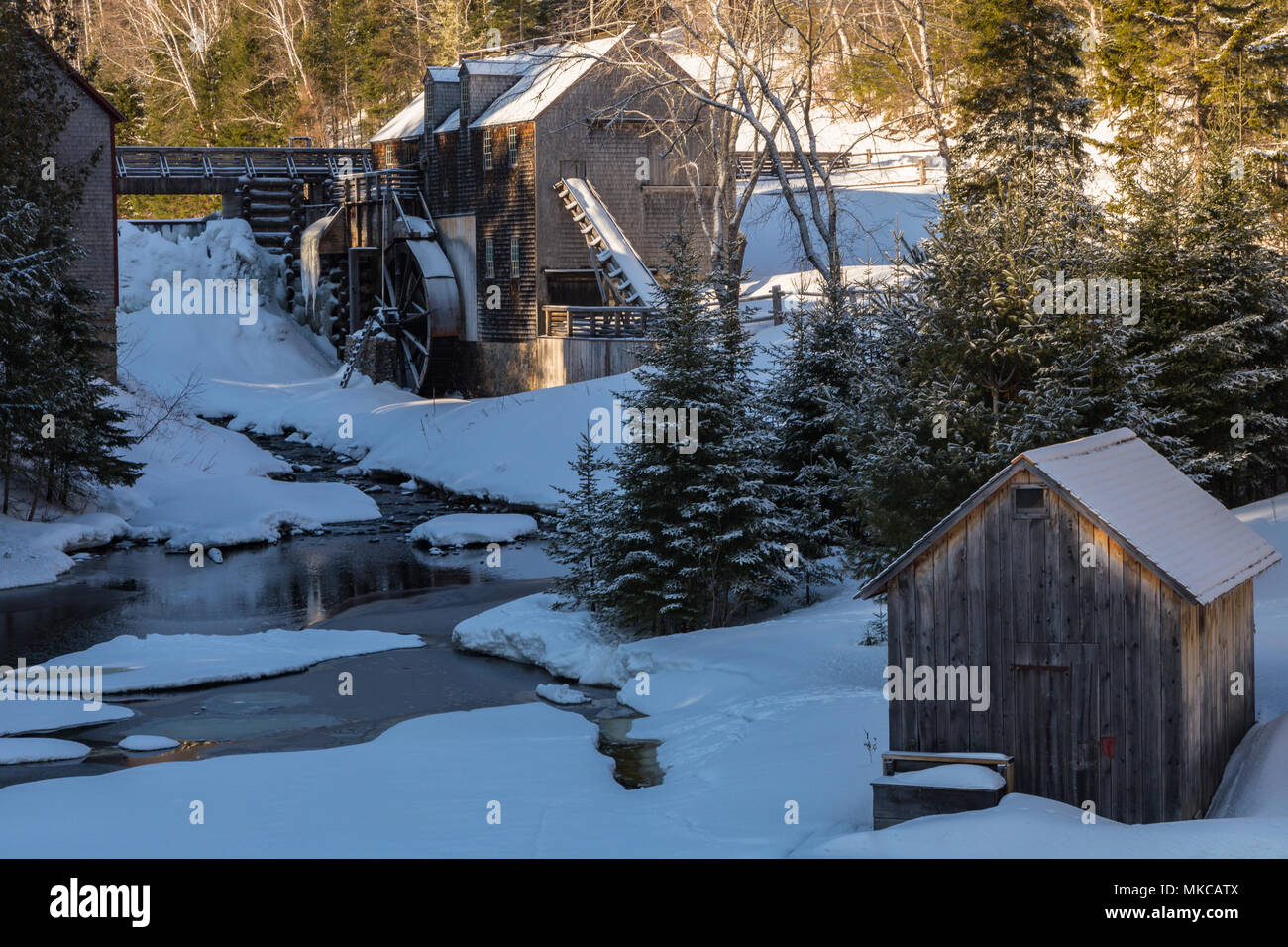 Das Sägewerk in Kings Landing Historical Settlement, New Brunswick, Kanada Stockfoto