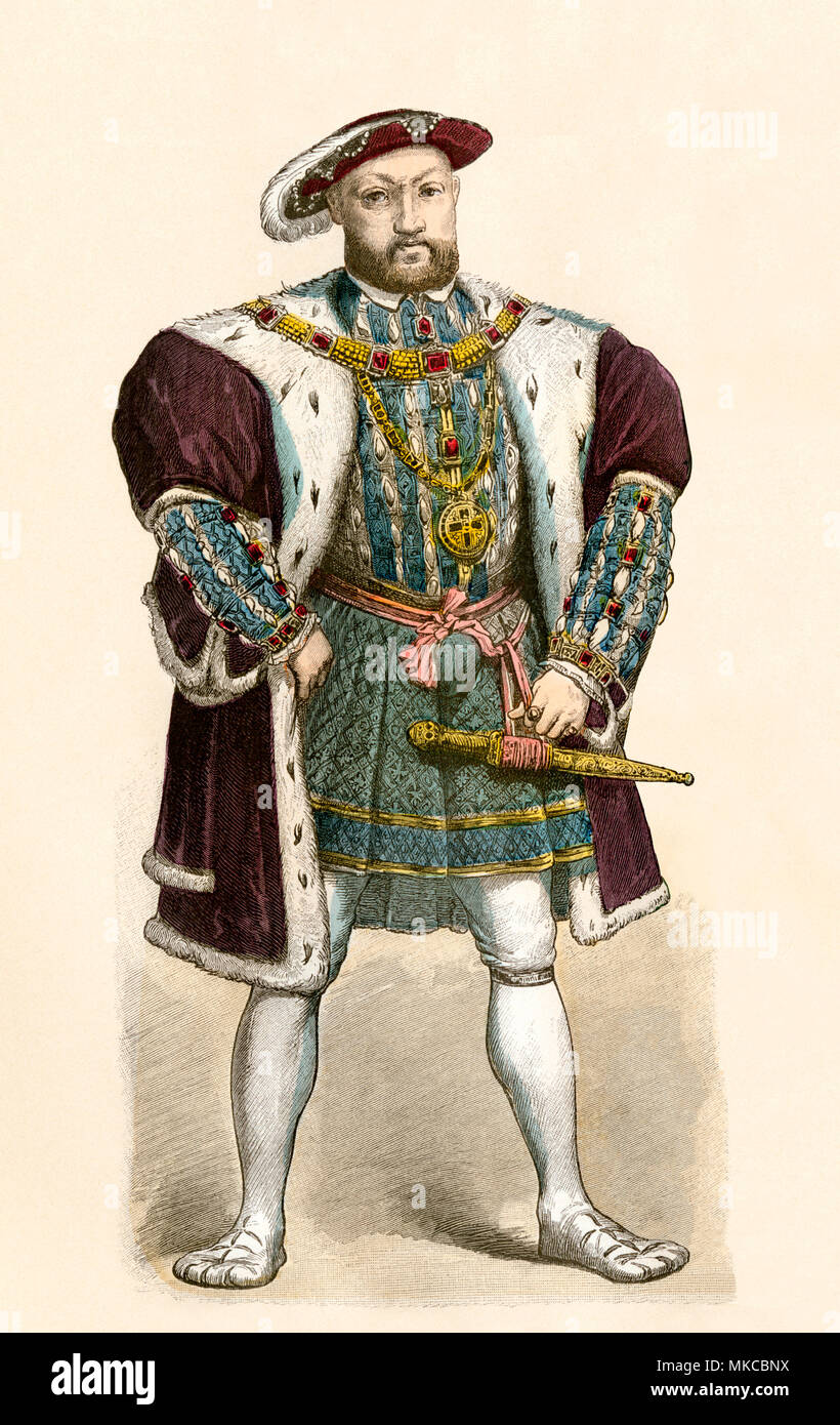 König von England, Heinrich VIII. Hand-farbig drucken Stockfoto