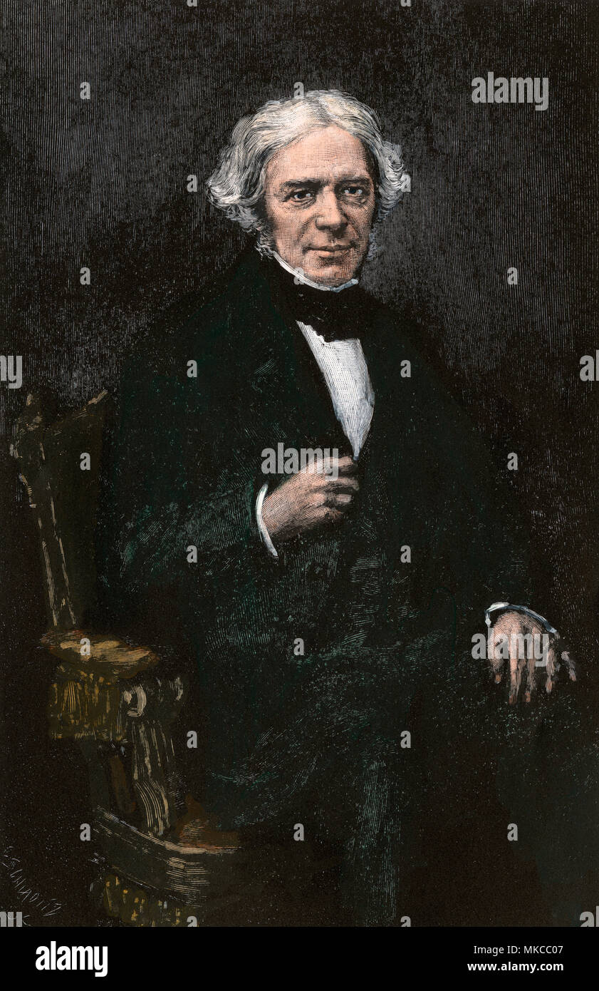 Michael Faraday. Hand - farbige Gravur Stockfoto