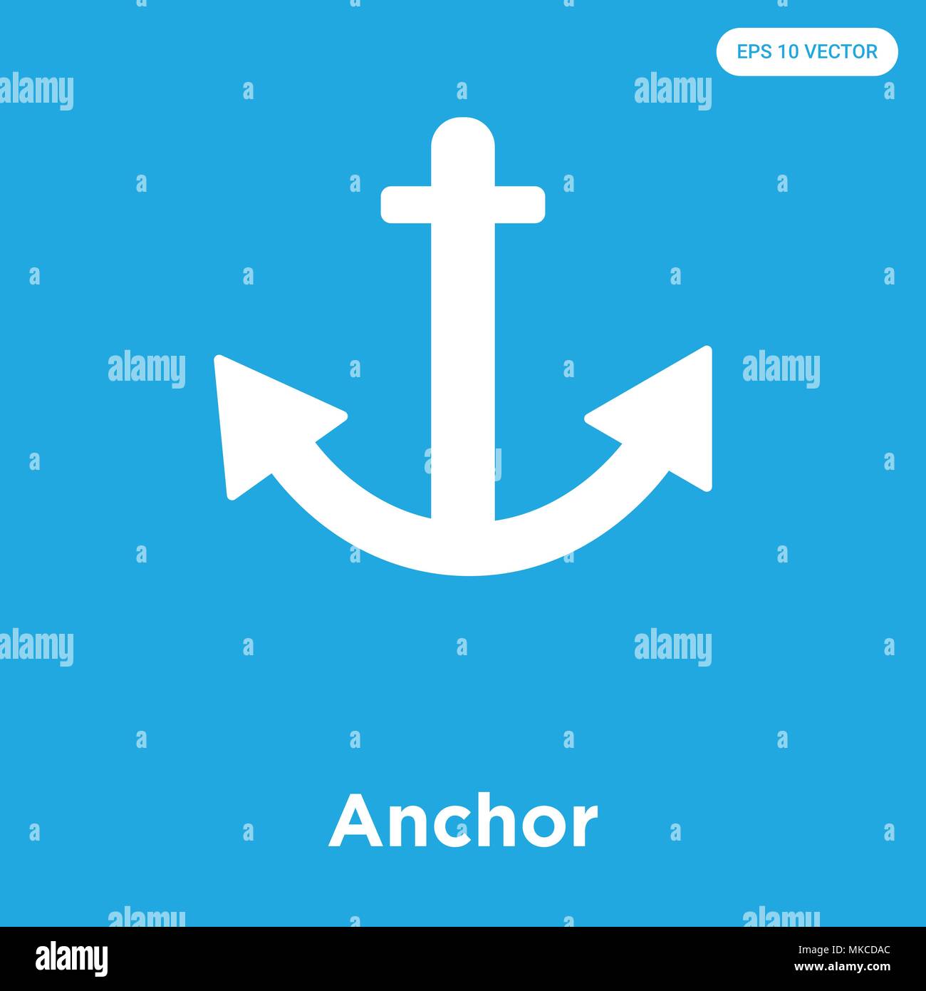 Anker vektor Symbol auf blauem Hintergrund, Zeichen und Symbol isoliert Stock Vektor