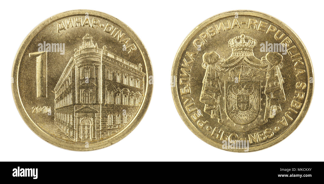 Serbische Münze - einen Dinar - Makro schießen Stockfoto